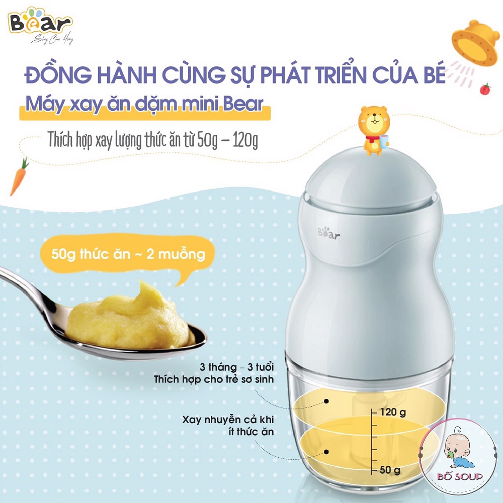 Máy Xay Thịt Xay Đồ Ăn Dặm Bear 0.3L Hàng chính hãng bảo hành 18 tháng