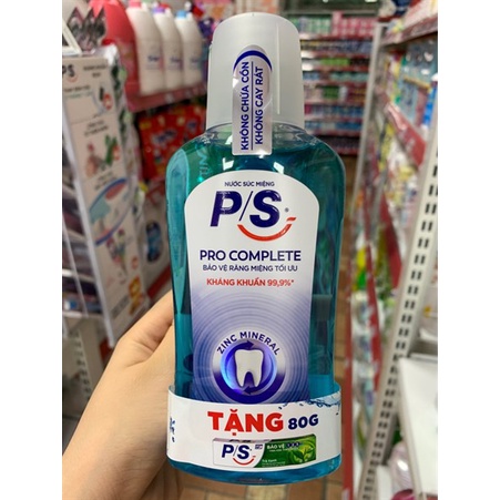 Nước súc miệng PS Fresh Naturals chai 300ml + Tặng kèm Kem đánh răng PS 80g