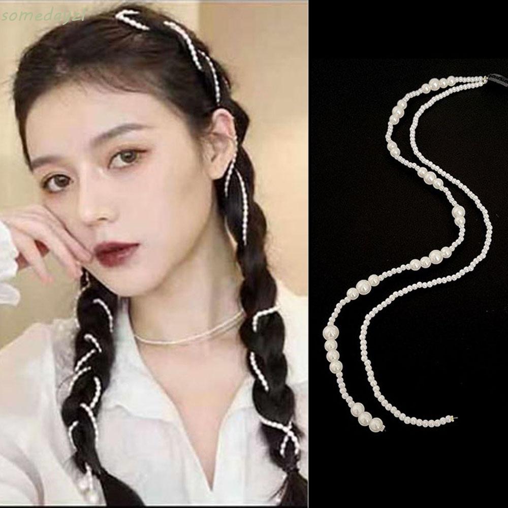 Phụ Kiện Tóc Giả Dạng Chuỗi Ngọc Trai Thời Trang Cho Nữ