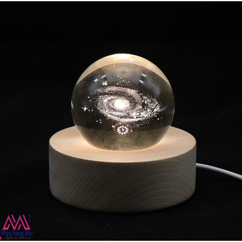 Quà tặng sinh nhật quả cầu pha lê 3D galaxy đèn led tặng sẵn hộp quà