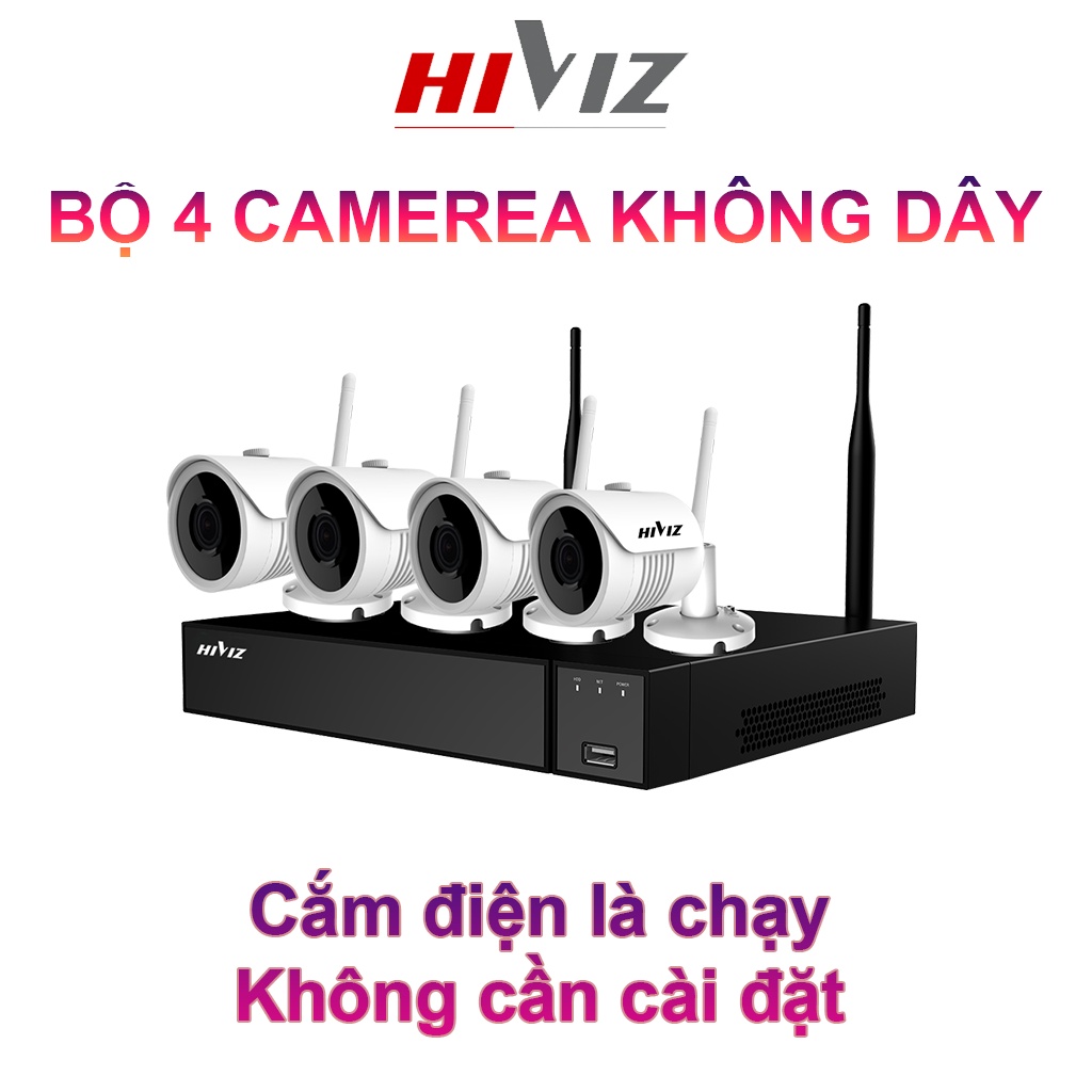 Trọn Bộ 4 camera thân trụ kim loại chống nước không dây HIVIZ 2.0MPX,  ĐỦ PHỤ KIỆN LẮP ĐẶT - HÀNG CHÍNH HÃNG | BigBuy360 - bigbuy360.vn