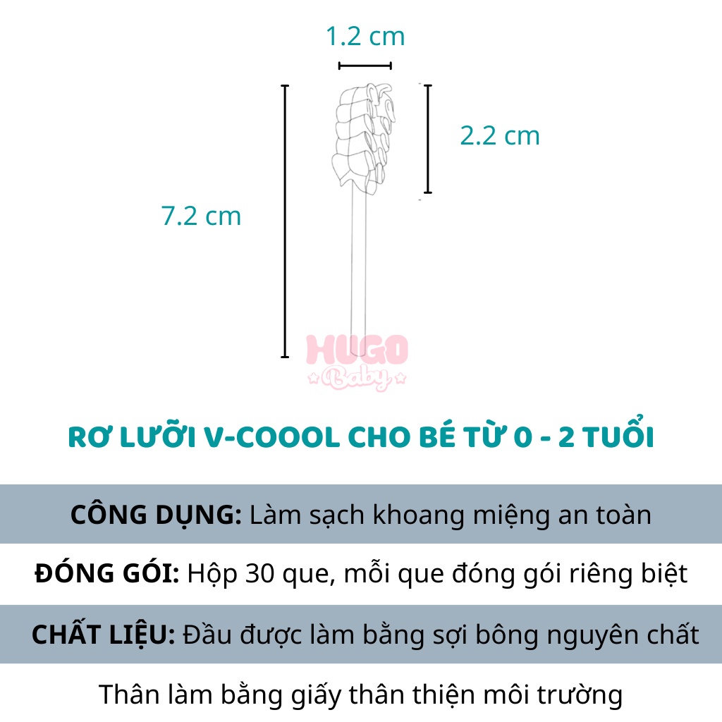 Rơ lưỡi cho bé, tưa lưỡi V-coool hộp 30 que