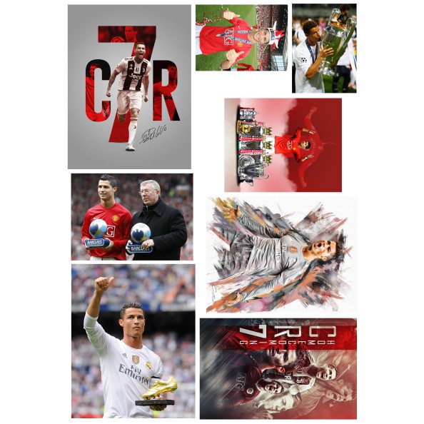 Bộ 40 hình dán Sticker CRISTIANO RONALDO CR7, hình dán laptop, dán nón bảo hiểm, sticker pvc chống nước