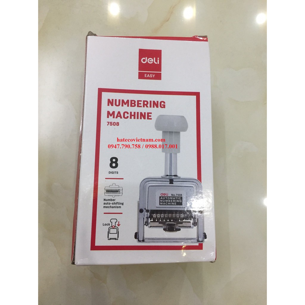 DẤU NHẢY TỰ ĐỘNG 8 SỐ DELI 7508 MÁY ĐÓNG SỐ NHẢY (Hàng chính hãng)