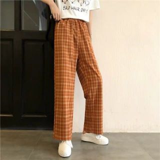 Hàng có sẵn - Quần kẻ caro ống rộng