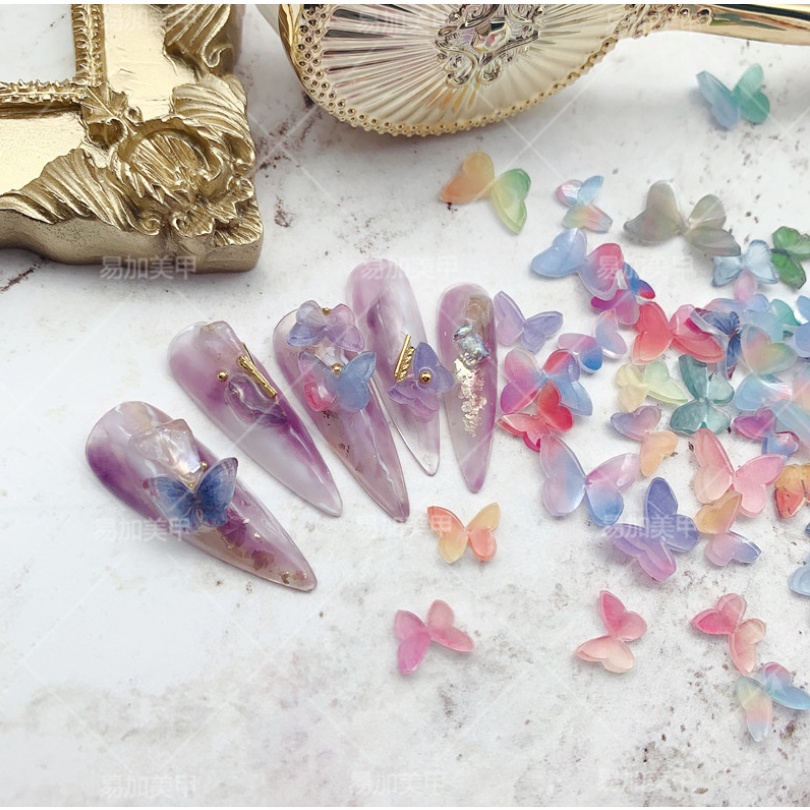 Bướm Pha Lê Đính Móng Cầu Vòng