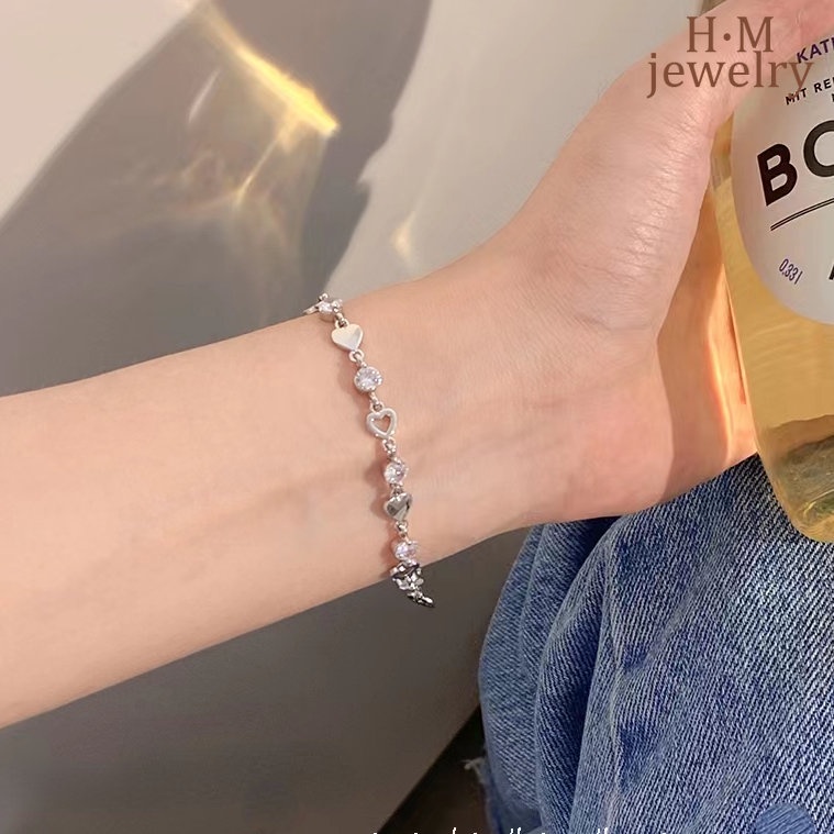 Vòng Tay Bạc S925 AAA Zircon Trái Tim Ngọt Ngào Mới 2022