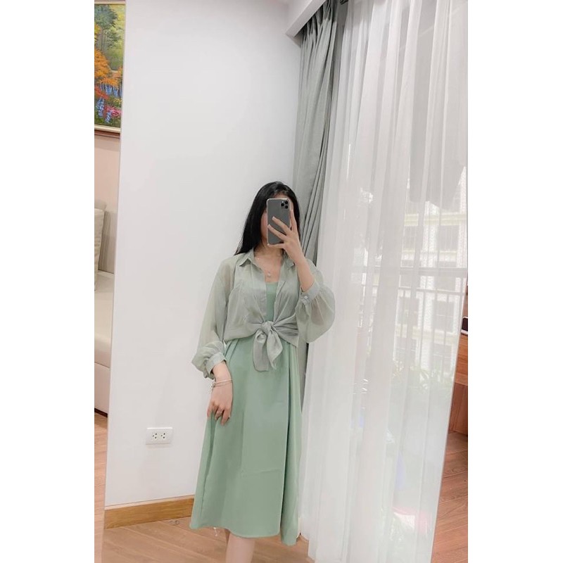 Áo sơ mi voan giấy nhiều màu Vintage