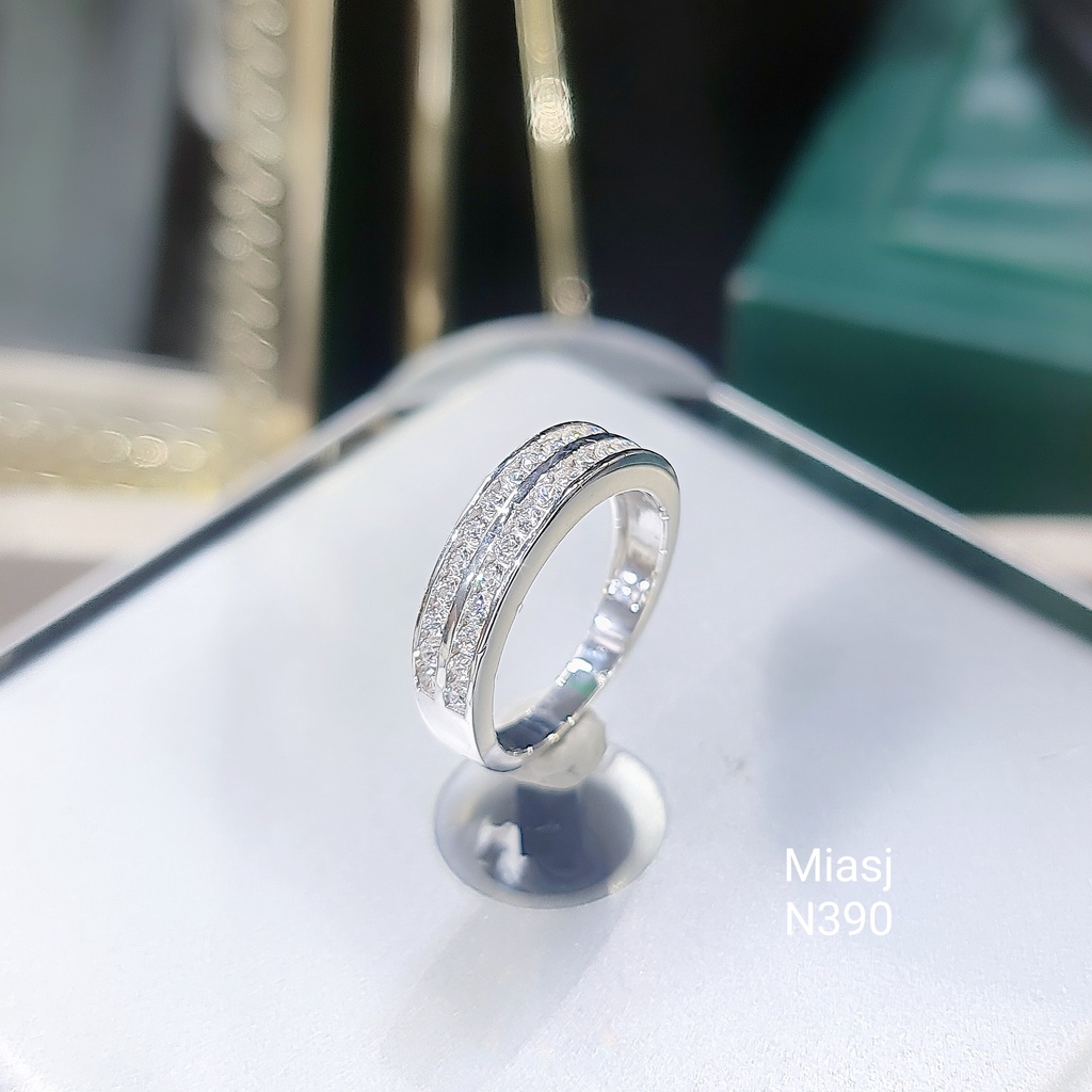 Nhẫn nữ Bạc Ý S925 đính đá nhỏ hai hàng MiASJ CZ cao cấp N390 sang trọng