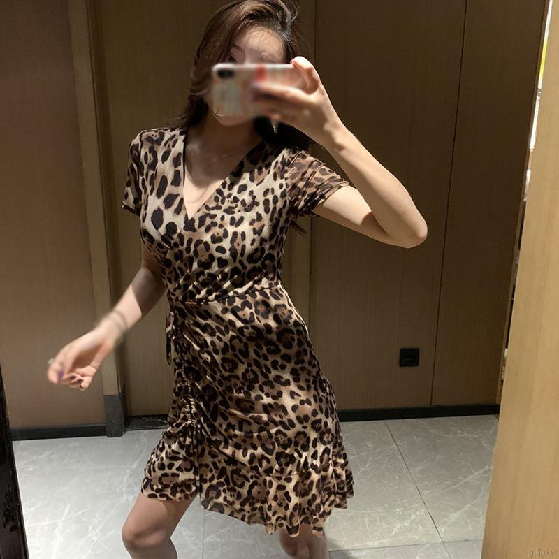 Đầm Ôm Họa Tiết Da Báo Phong Cách Hàn Quốc Gợi Cảm Cho Nữ
