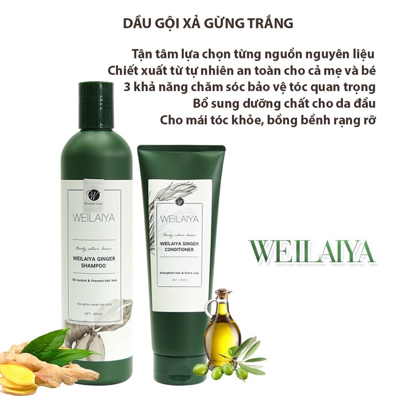 Bộ dầu gội + dầu xả Weilaiya gừng tươi và hà thủ ô kích mọc tóc - Weilaiya CHÍNH HÃNG