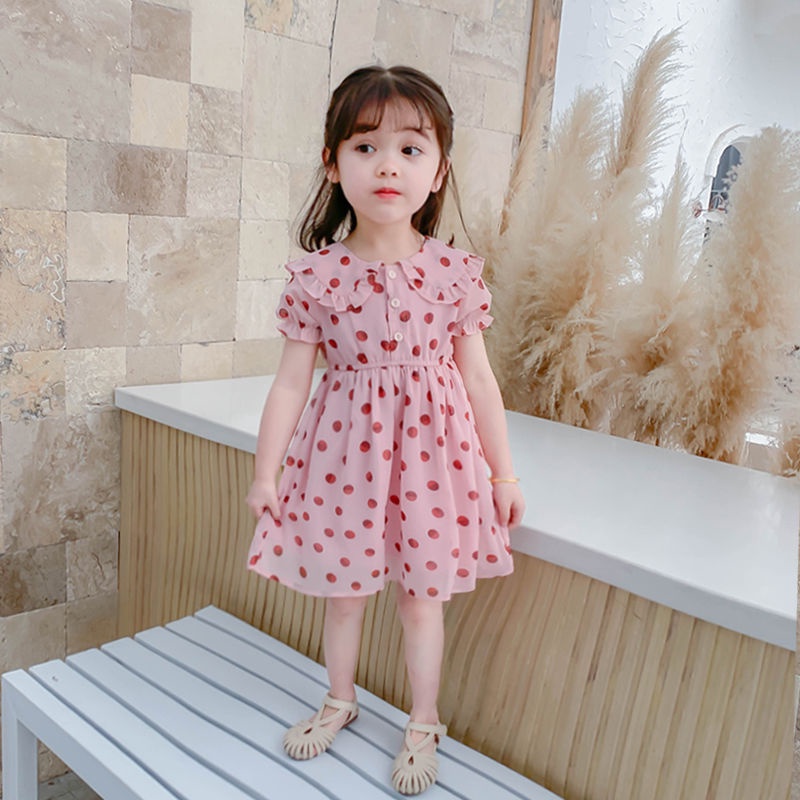 Đầm Công Chúa Vải Voan Tay Ngắn Kiểu Hàn Quốc Thời Trang Mùa Hè Cho Bé Gái