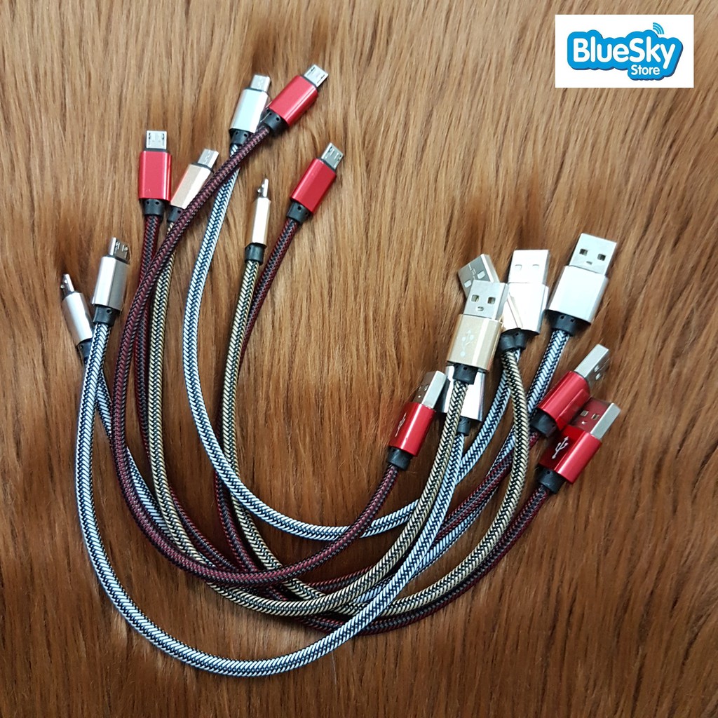 Cáp sạc micro usb ngắn 30 cm dây dù