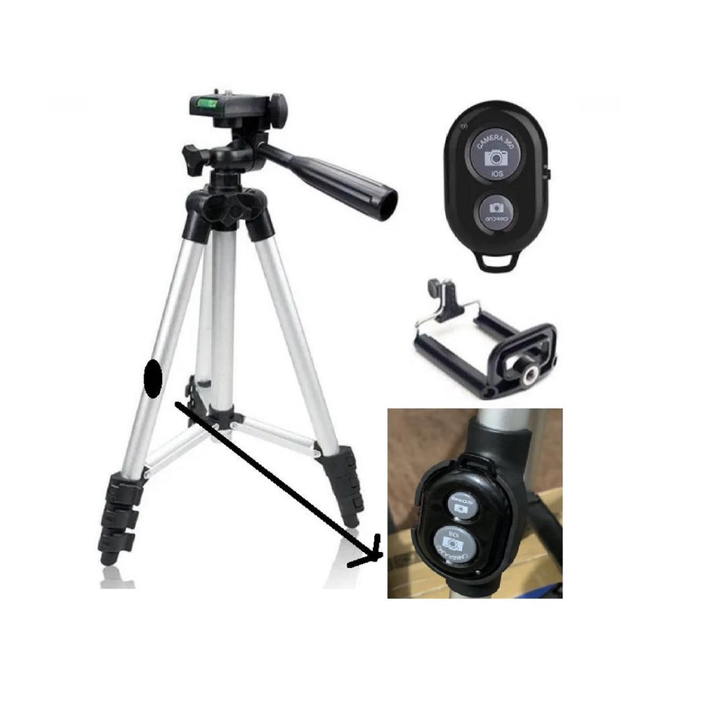 Giá đỡ điện thoại tripod 3 chân 3110, kết hợp remote tương thích với nhiều dòng máy - chuyên chụp hình live stream.