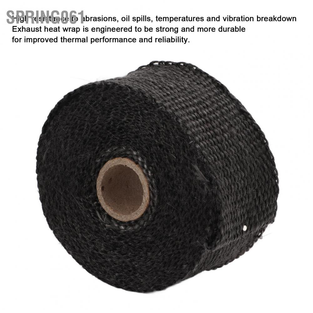 Spring061 Black Exhaust Heat Wrap Roll for Motorcycle Fiberglass Shield Tape Car