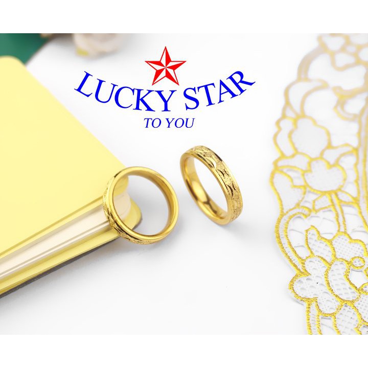 Nhẫn đôi phun cát mạ lớp vàng 24k sang trọng