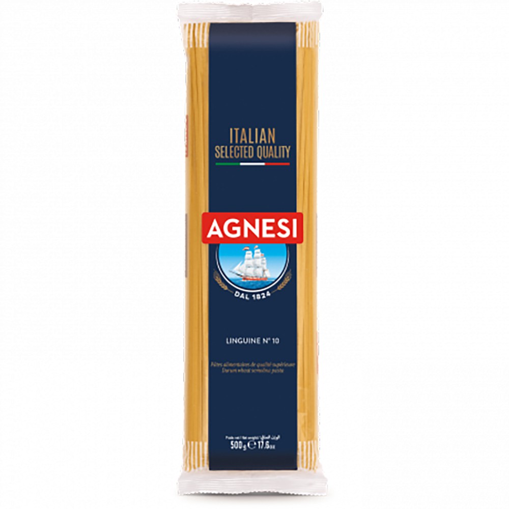 Mì Ý Linguine Agnesi Ý 500g, dùng lúa mì durum cao cấp giữ sốt, không gãy và dính