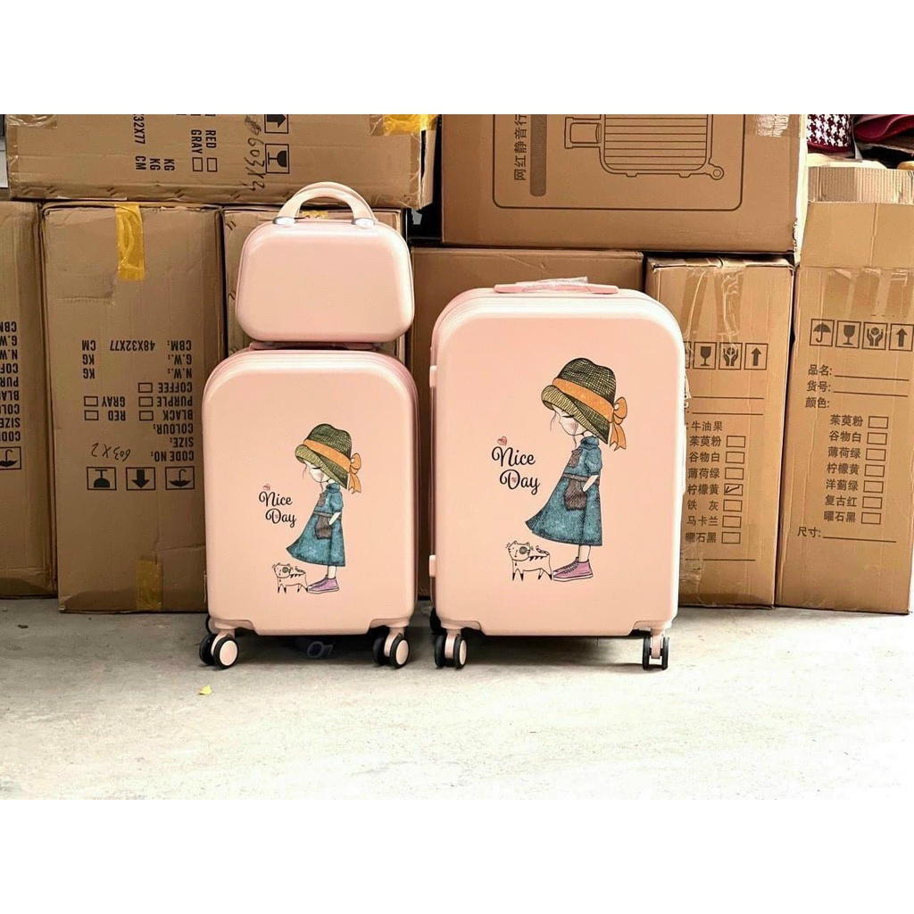 Vali kéo du lịch, Vali size 20 - Vali size 24 nhám chống xước, có khóa mật khẩu