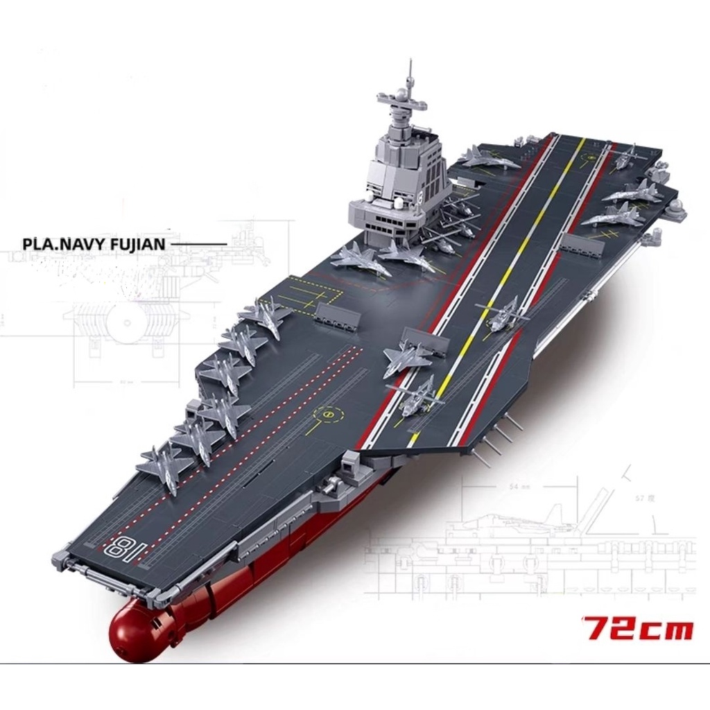 Đồ chơi giáo dục Lắp ráp Mô hình Tàu chiến PLA NAVY FUJIAN Military Blocks Sets 1:450 Aircraft Cruiser Destroyer Chaser