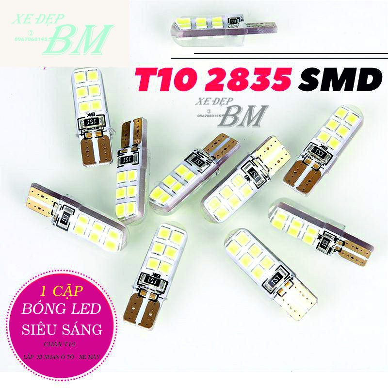 2 bóng đèn led demi xi nhan cực sáng chân T10 màu trắng