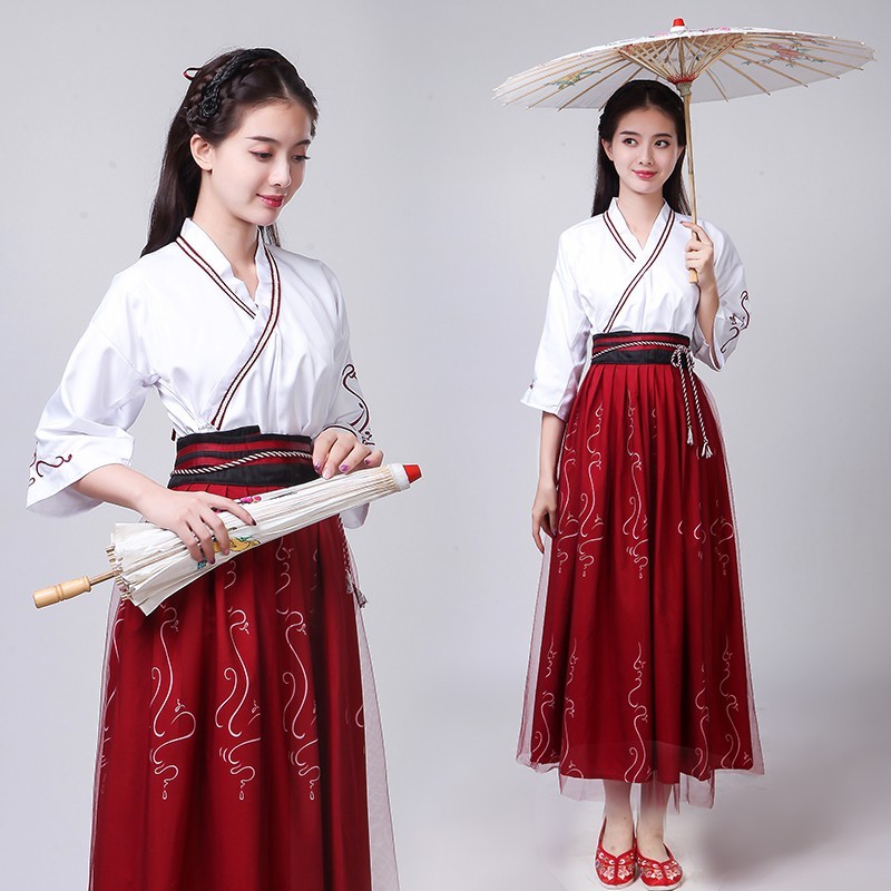 Hán phục bỉ ngạn đỏ set ngắn + dài _ ORDER