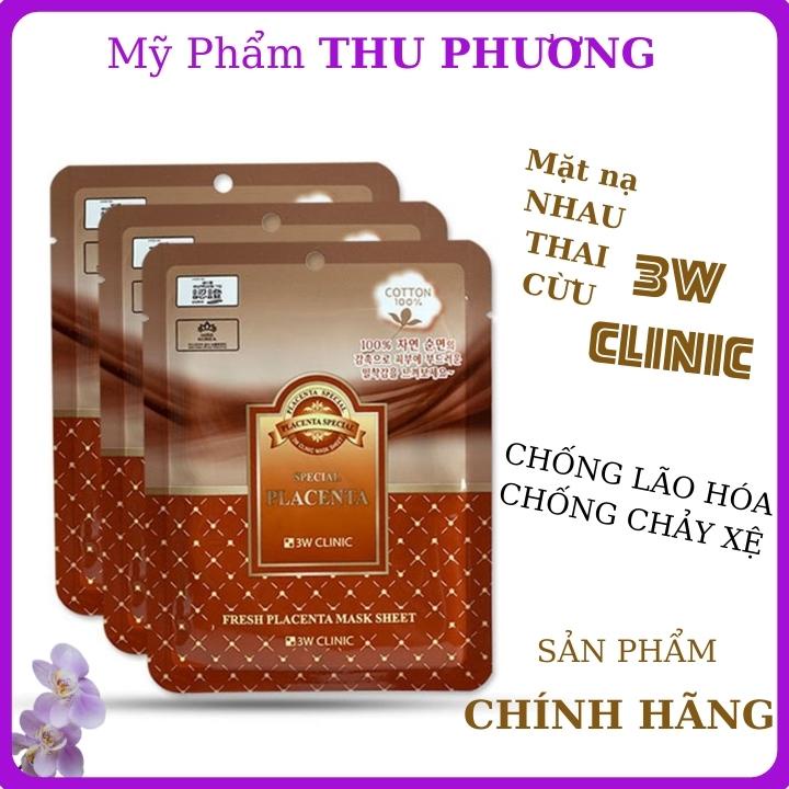 20 Mặt nạ nhau thai cừu Hàn Quốc 3W Clinic Fresh Placenta Mask Sheet - Mặt nạ giấy dưỡng da cấp ẩm chống lão hóa cho da