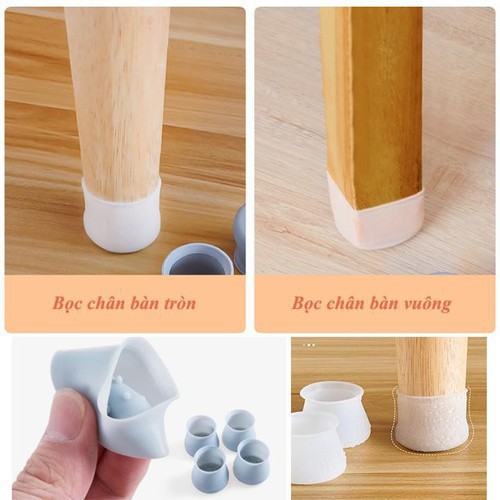 vỏ bọc chân bàn ghế bằng silicon dày chống trầy xước sàn, miếng lót bàn ghế gỗ vuông tròn chống trượt