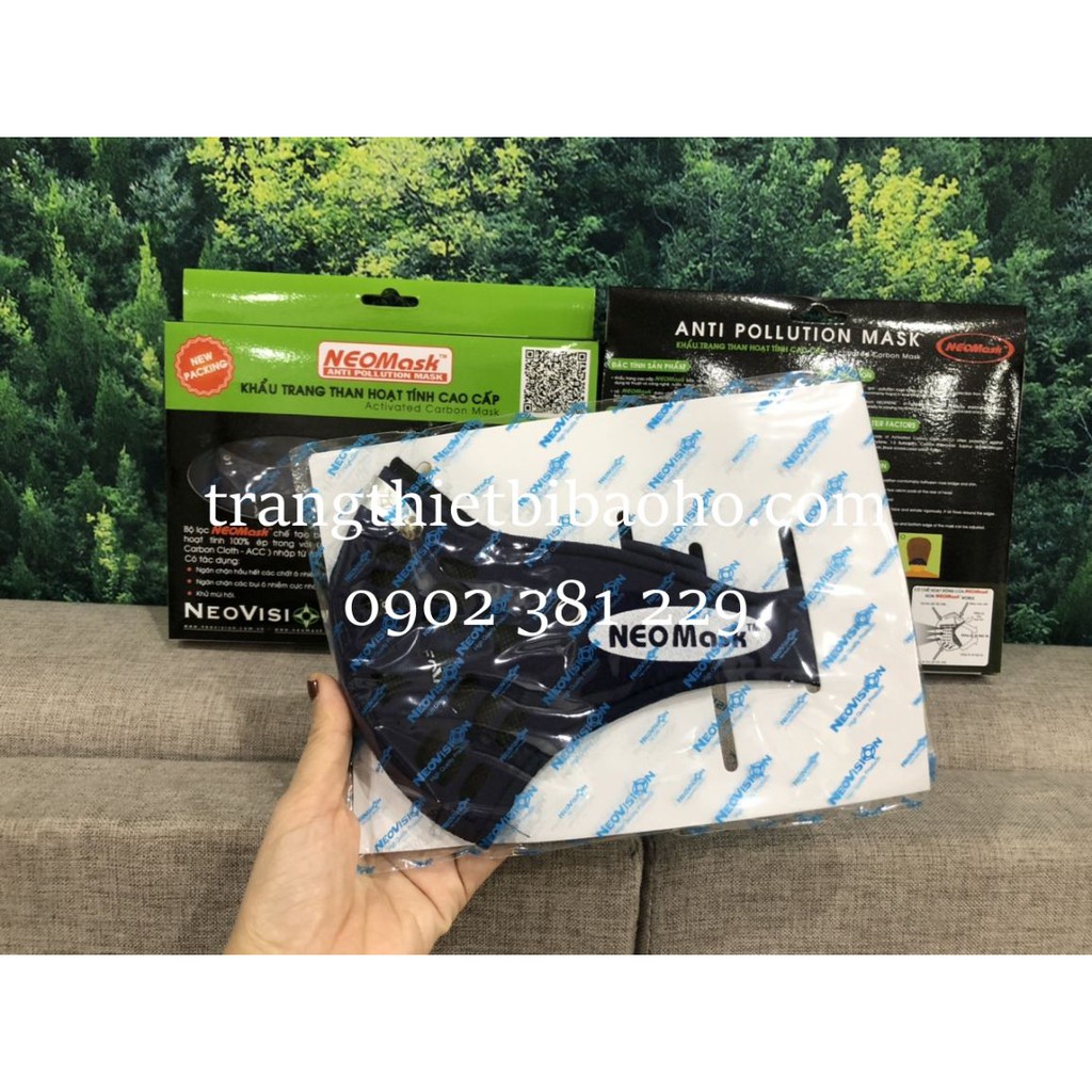 Khẩu trang than hoạt tính NeoVision NeoMask NM quàng gáy màu xanh đen