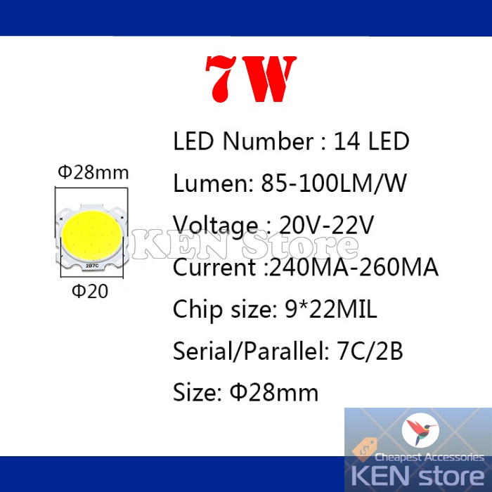 Bóng led 3W 5W 7W 10W 12W 15W đường kính 28mm