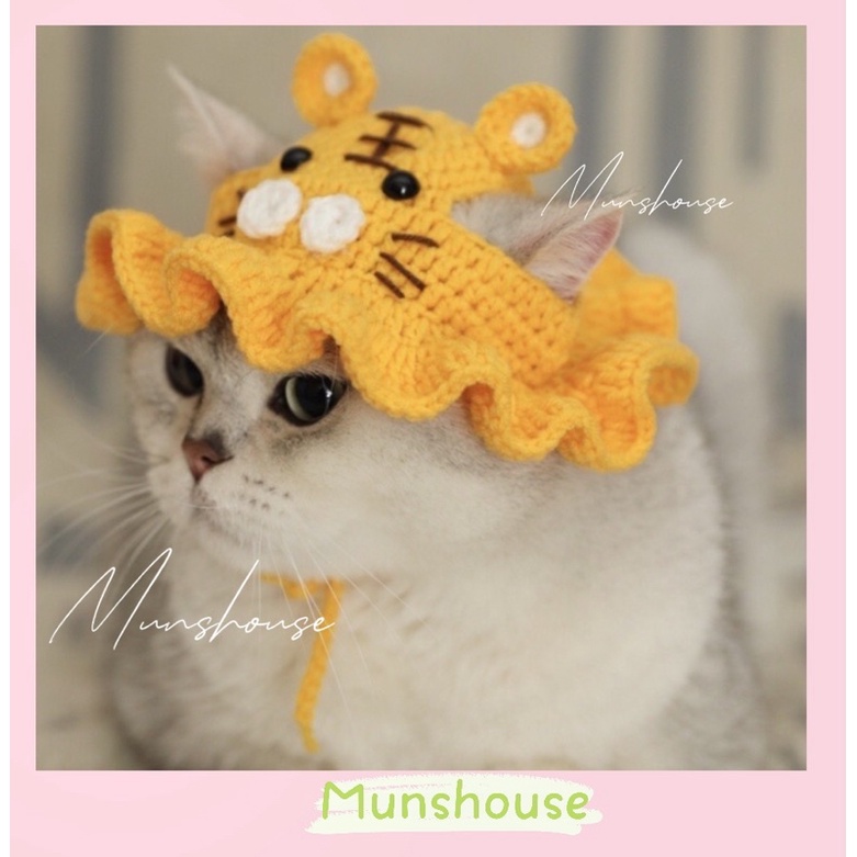 Mũ len bèo hình con hổ cho thú cưng