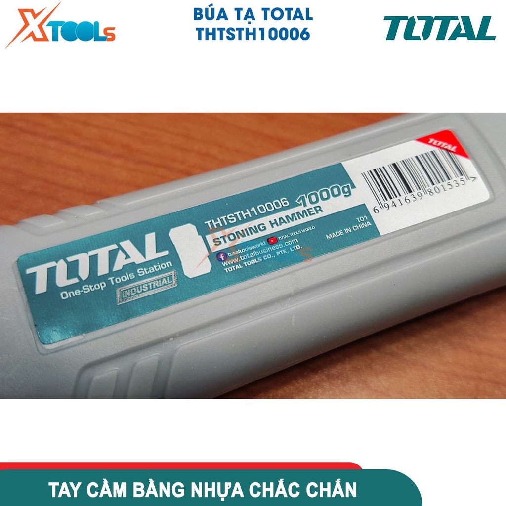 Búa tạ 1000g TOTAL THTSTH10006 thép cacbon 45, đầu búa đúc rèn nguyên khối, chịu nhiệt tốt [CHÍNH HÃNG][XTOOLS]