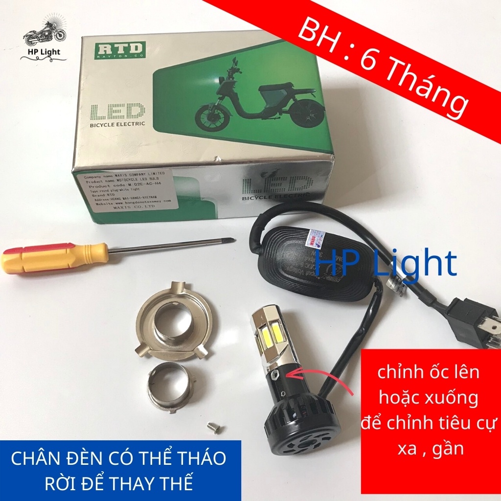 Đèn Led Xe Máy 6 Tim Led RTD Siêu Sáng H4 M5 35w Xe Wave và nhiều dòng xe khác HPLIGHT M02E