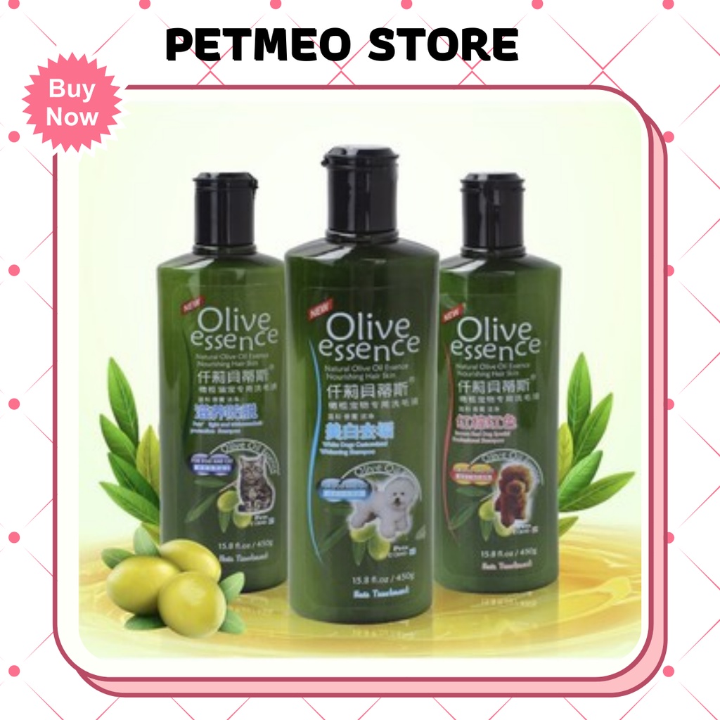 Sữa tắm cho chó mèo OLIVE dưỡng lông 450ml (4 loại đa công dụng) - Petmeo