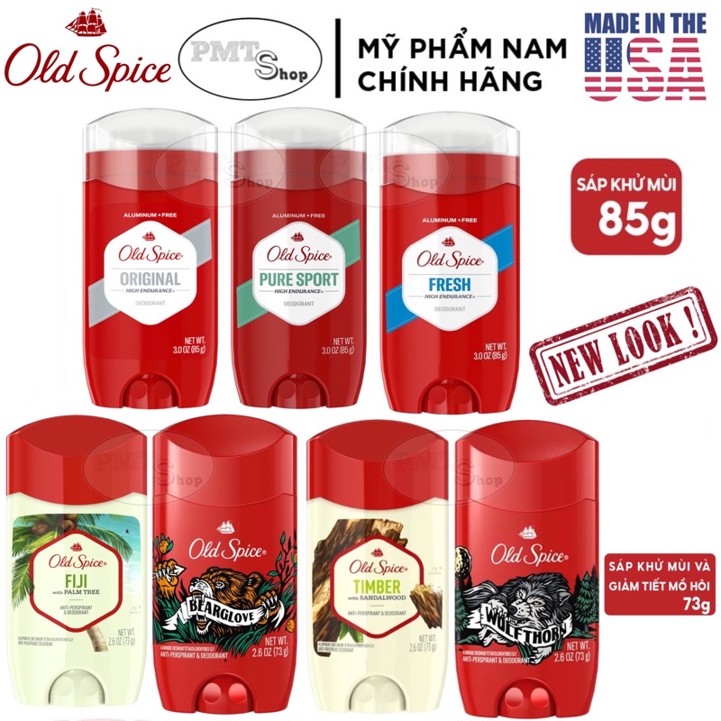 Lăn sáp khử mùi nam Old Spice 85g Pure Sport | Fresh | Original 73g Timber | Bearglove | Fiji | Wolfthorn 68g