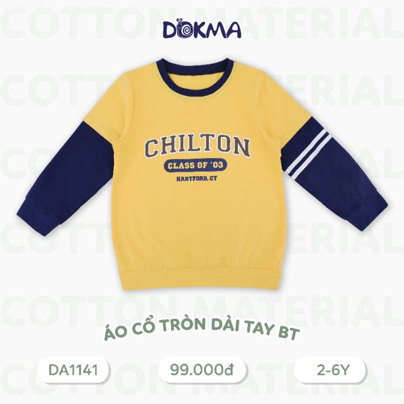 Dokma - Áo dài tay cổ tròn dáng thể thao cho bé trai từ 2 tuổi đển 6 tuổi