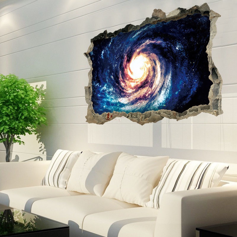 Miếng Dán Tường Trang Trí Hình Vũ Trụ Galaxy 3d