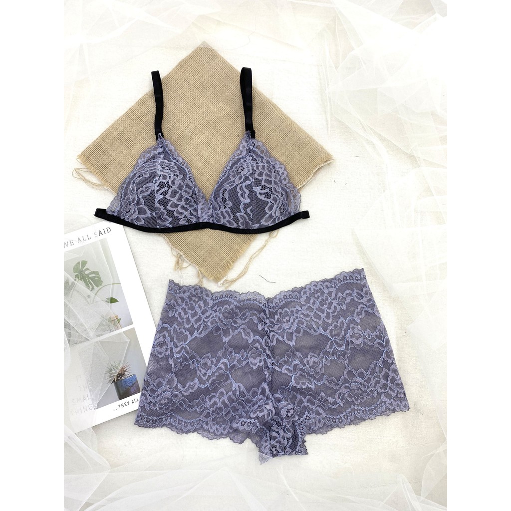 Đồ lót nữ dạng đùi màu xám nguyên set gồm áo + quần BRAHY 065