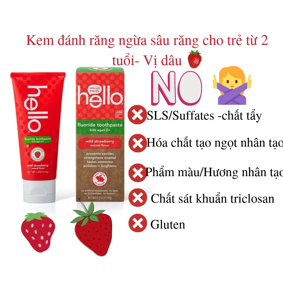 Kem đánh răng hello hữu cơ cho bé từ 2 tuổi – Hello toothpaste.