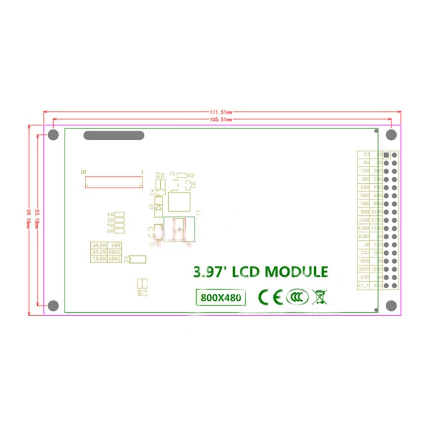 3.97 Inch TFT LCD 3.97" Display IPS Resistance Touch Screen Module Full View HD 800*800 C51 STM32 Driver NT3551 DIY For Arduino