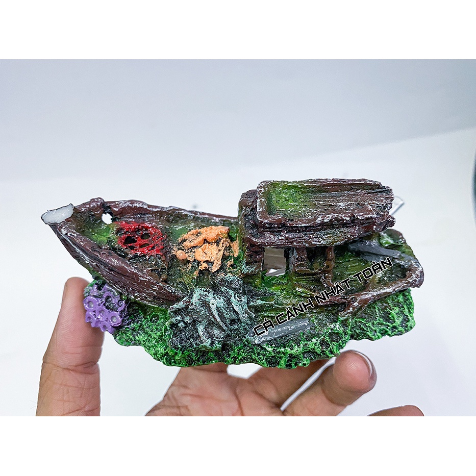 TIỂU CẢNH THUYỀN TRANG TRÍ BỂ CÁ TIỂU CẢNH DÀI 11CM CAO 4CM