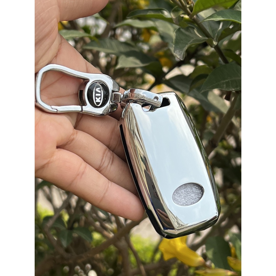 Combo Ốp chìa khóa TPU Mạ Inox xe ô tô KIA Morning bản chìa bật 2 nút