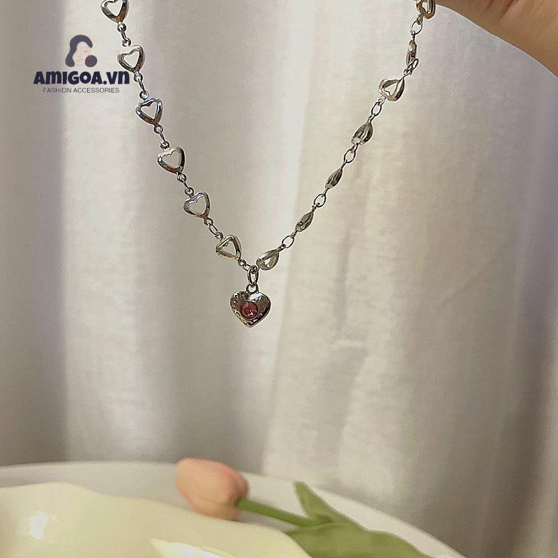 ✨✨Vòng Cổ Choker Hình Trái Tim Đôi Cánh Thiên Thần Đính Pha Lê Thanh Lịch Dành Cho Nữ