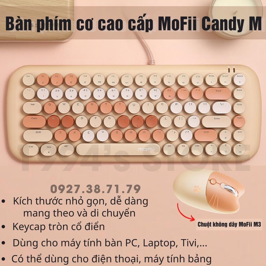 (CÓ SẴN) Bàn phím cơ cao cấp MoFii Candy M siêu đẹp - Có đèn Led điều chỉnh được 20 chế độ Led