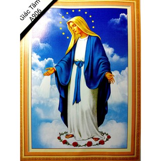 Tranh thêu ĐỨC MẸ MARIA BAN ƠN - 51x70cm - A906 - tranh thêu chữ thập chưa thêu
