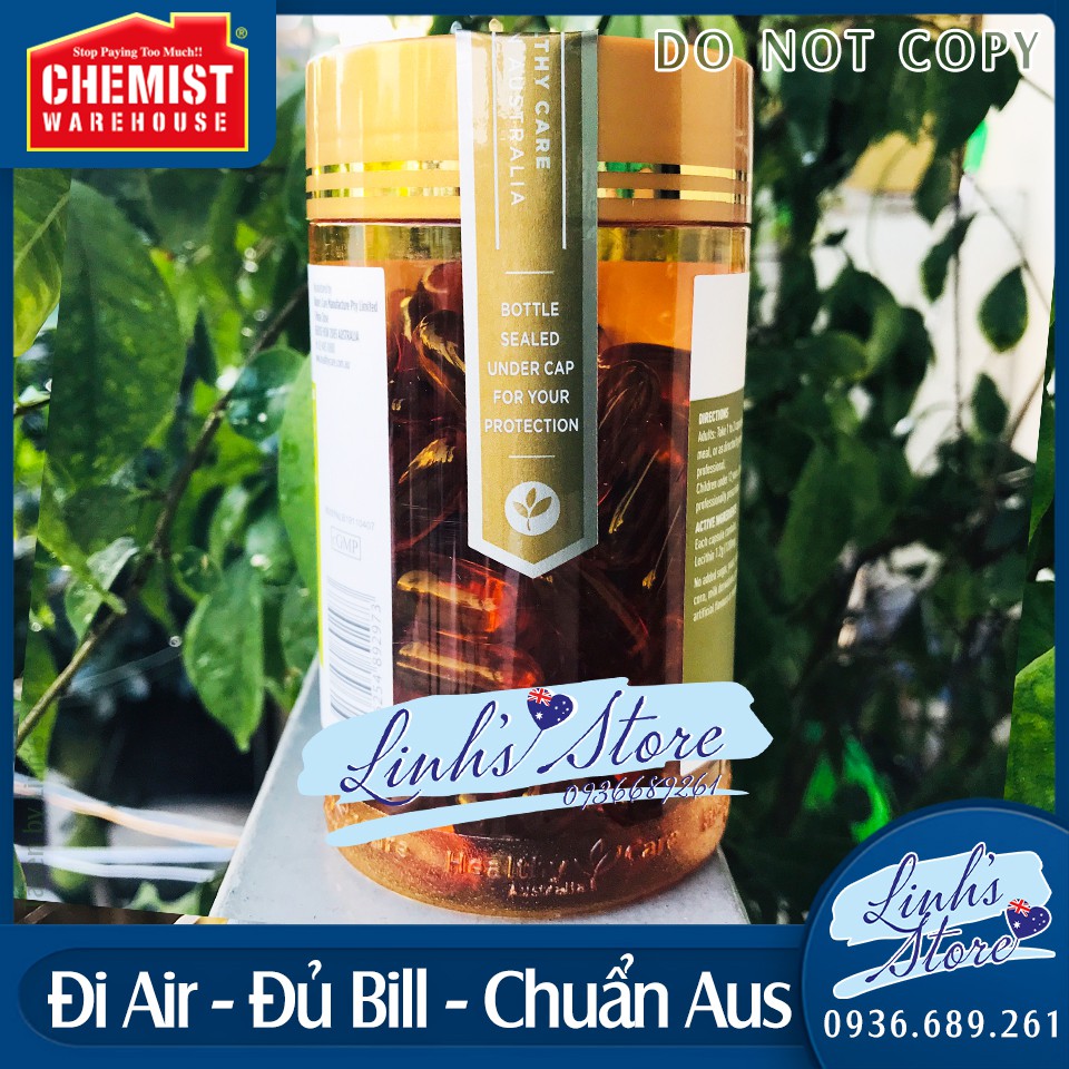 Mầm đậu nành Healthy Care Super Lecithin 1200mg - 100 viên 💙 Chemist Warehouse - Úc