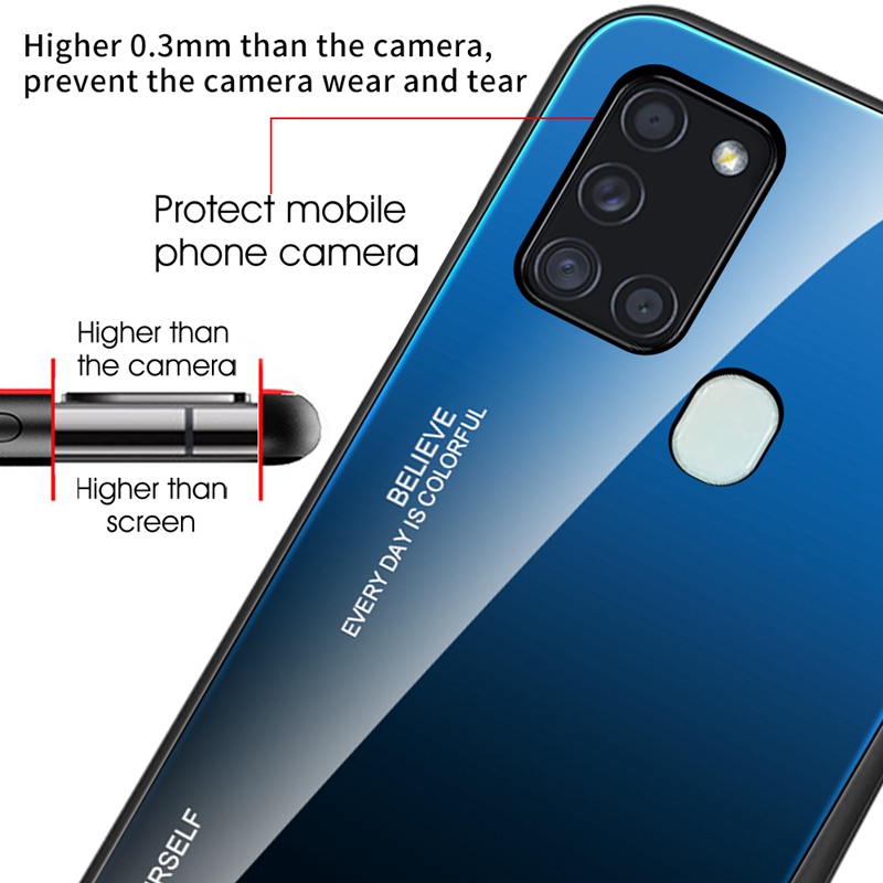 Ốp điện thoại tráng kính cường lực cao cấp thời trang cho SAMSUNG GALAXY A21 NOTE 20 ULTRA A21S A51 A71 5G A31
