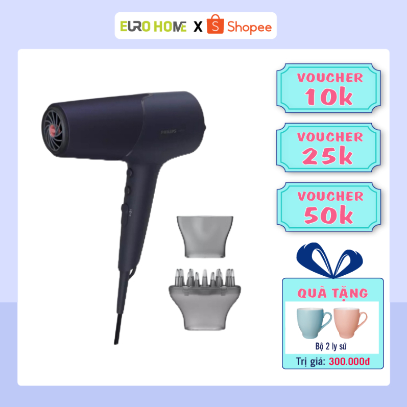 Máy sấy tóc Philips công suất 2300W, an toàn cho tóc, chống quá nhiệt, bảo hành 2 năm chính hãng - BHD510