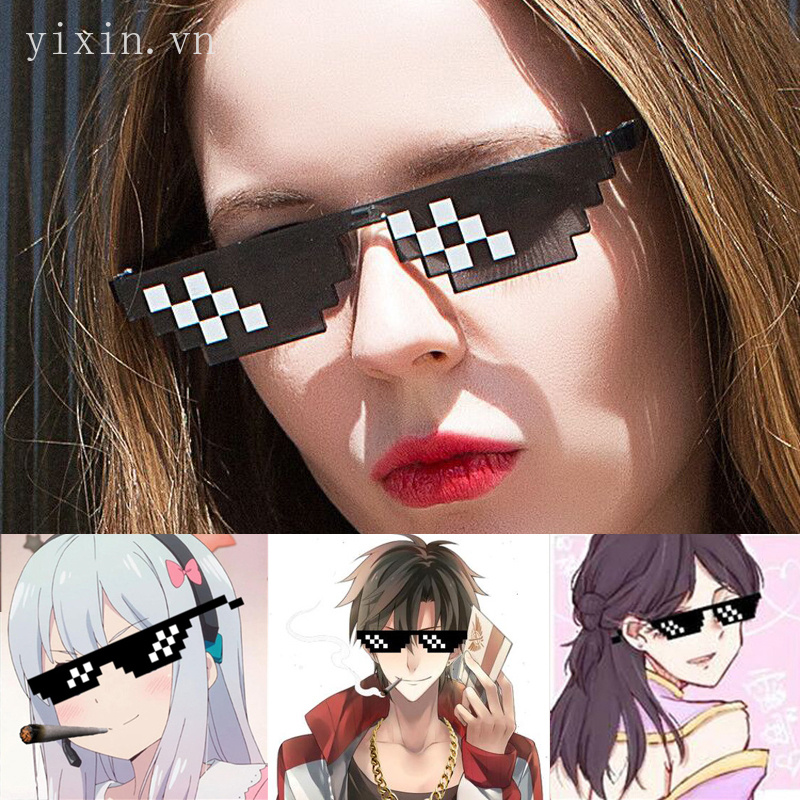 Kính mát phong cách Thug Life dáng vuông không viền vui nhộn kiểu hip hop thời trang unisex cá tính
