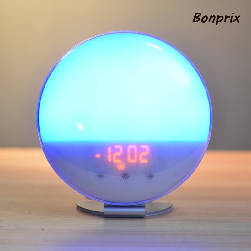 Đồng hồ báo thức tích hợp đèn ngủ nhiều màu sắc mô phỏng hoàng hôn kèm đầu chuyển đổi EU