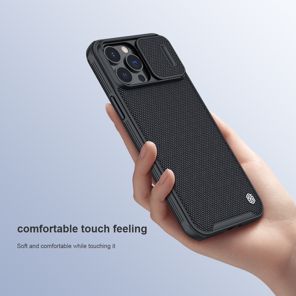 Ốp Điện Thoại Nillkin Bằng TPU + PC Sợi Nylon Nhẹ Có Nắp Trượt Bảo Vệ Camera Riêng Tư Cho iPhone 13 Pro Max